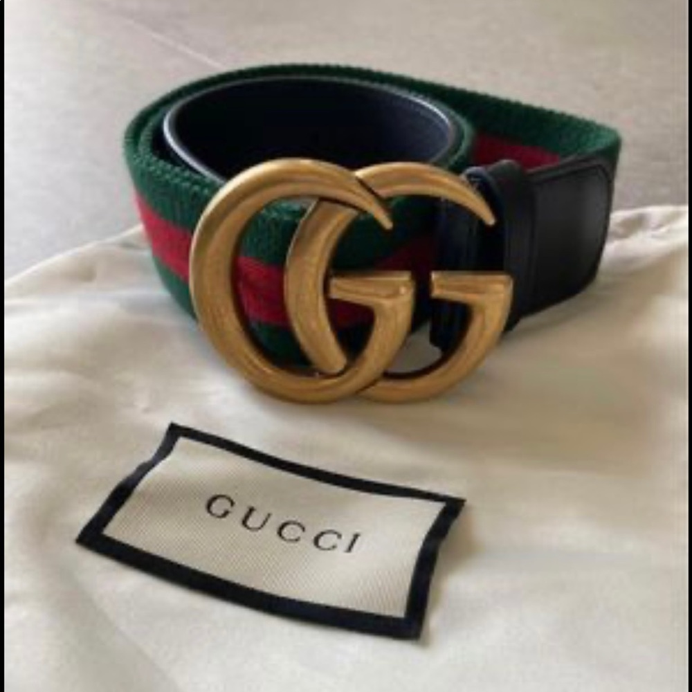 Nylon Web GUCCI Belt Double G Buckle